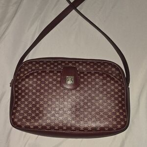 Vintage Celine Shoulder Bag, Burgundy With COA